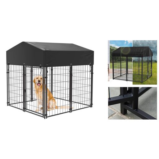 Kültéri fém kutyakennel UV álló szövettetővel