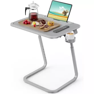   Állítható magasságú reggelizőasztal tablettartóval, szürke