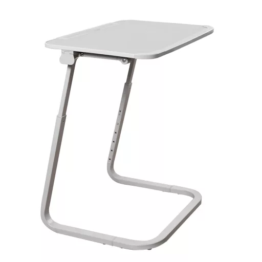 Állítható magasságú reggelizőasztal tablettartóval, szürke