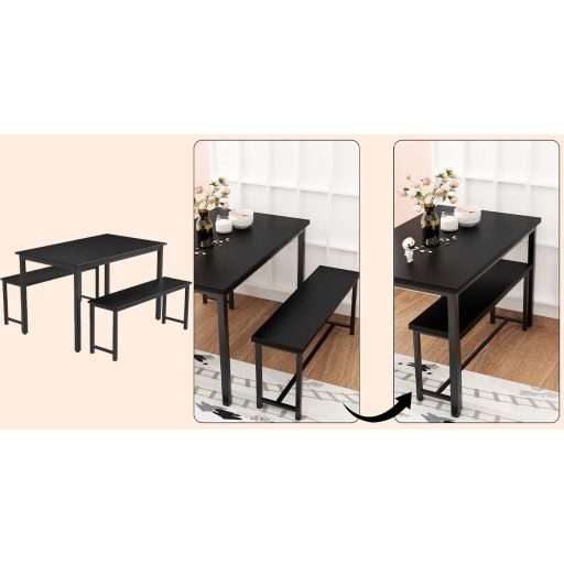 3 részes, fém vázas étkezőgarnitúra 2 paddal