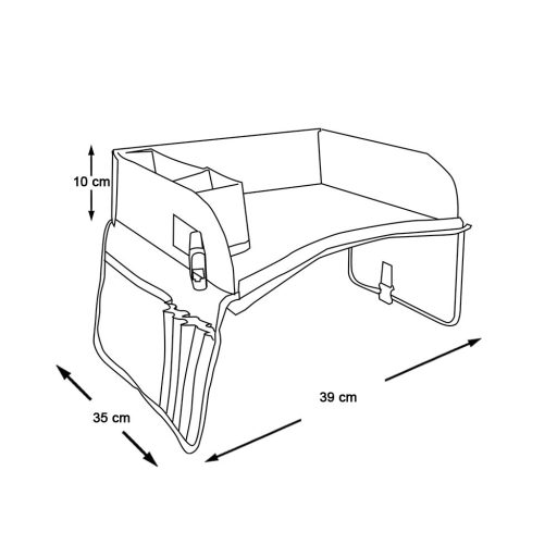 Hordozható gyerekasztal autóba, zsebekkel, szürke