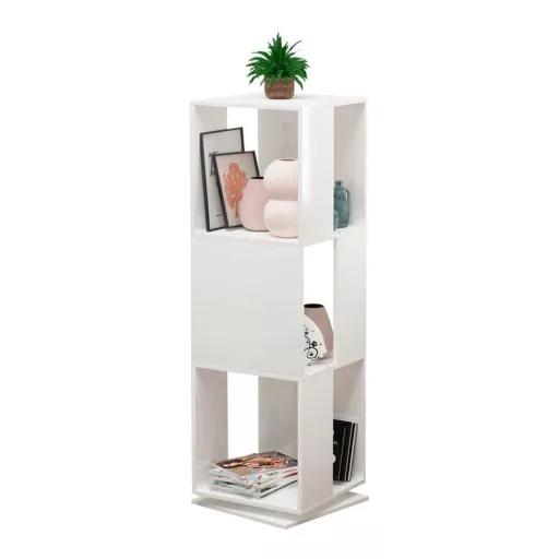 Forgó könyvespolc, 34x34x108 cm, fehér