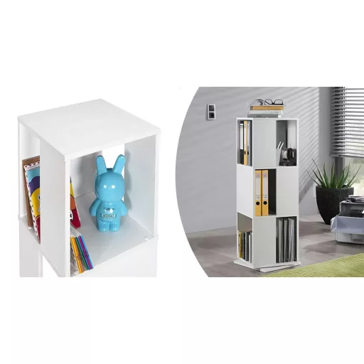 Forgó könyvespolc, 34x34x108 cm, fehér