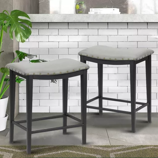 Kárpitozott bárszék 2db, szürke