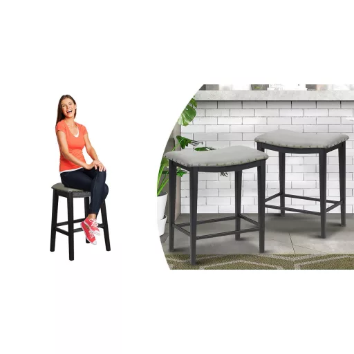 Kárpitozott bárszék 2db, szürke