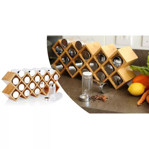 18 részes bambusz fűszertartó állvány