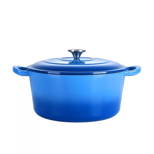 Zománcozott, öntöttvas edény fedővel 4L, kék