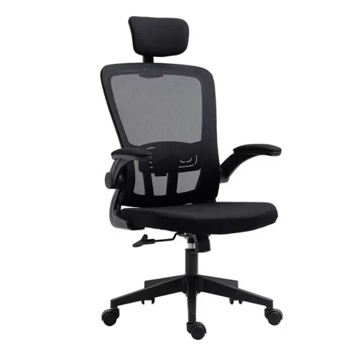 Ergonomikus irodai szék deréktámasszal, fejtámlával, fekete 