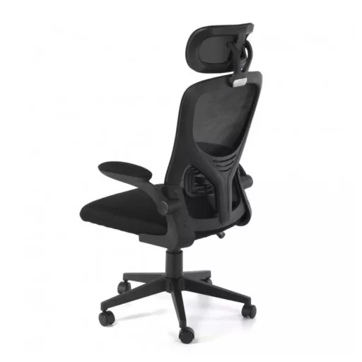 Ergonomikus irodai szék deréktámasszal, fejtámlával, fekete 