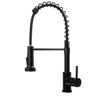   Mosogató csaptelep flexibilis csővel, levehető zuhanyfejjel, fekete