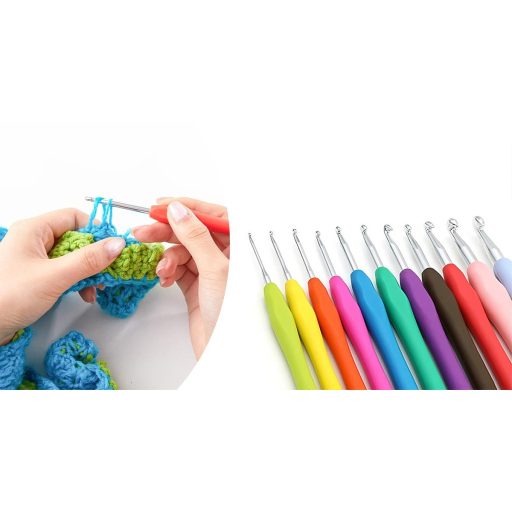 Horgolótű készlet kiegészítőkkel tokban