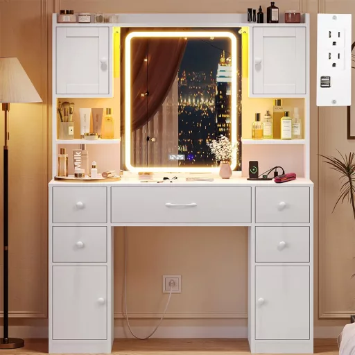 California fésülködő asztal, fehér