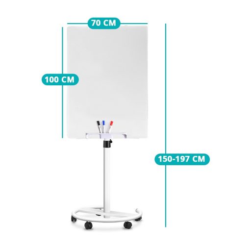 Gurulós mágneses, üveg flipchart tábla 70x 100 cm