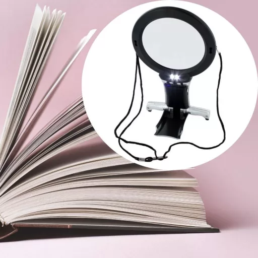 Nyakbaakasztható nagyító 2 LED-del, hidegfehér