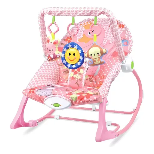 Rezgő, zenélő pihenőszék 18kg-ig, rózsaszín