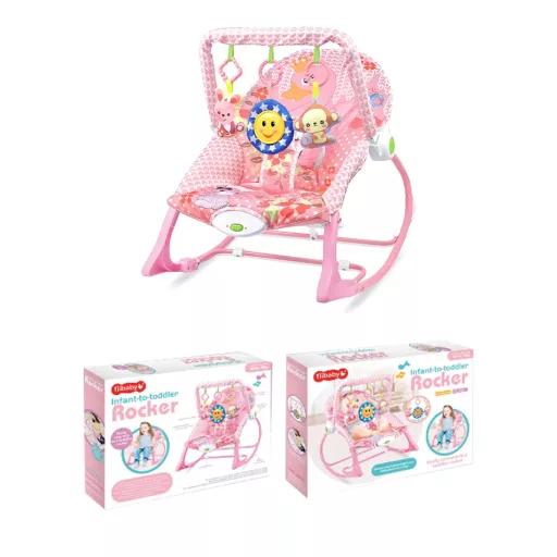 Rezgő, zenélő pihenőszék 18kg-ig, rózsaszín