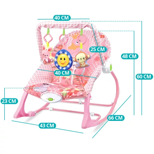 Rezgő, zenélő pihenőszék 18kg-ig, rózsaszín