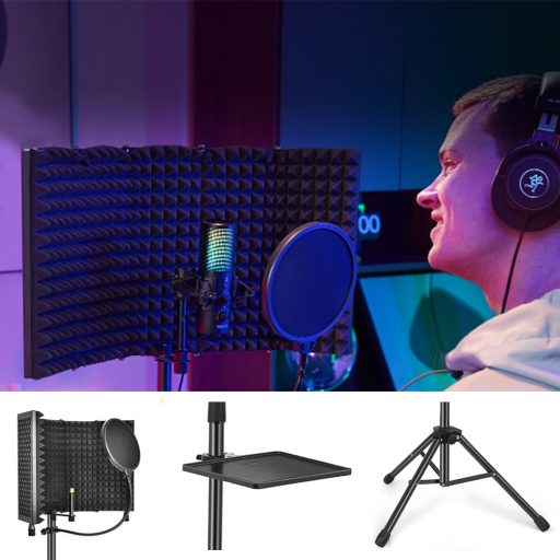 Mikrofon tartó állvány, zajszűrővel