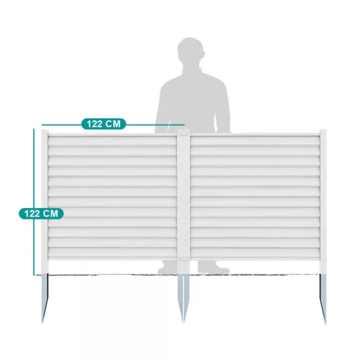 Leszúrható kerítéspanel, 122x122 cm, 2db, fehér
