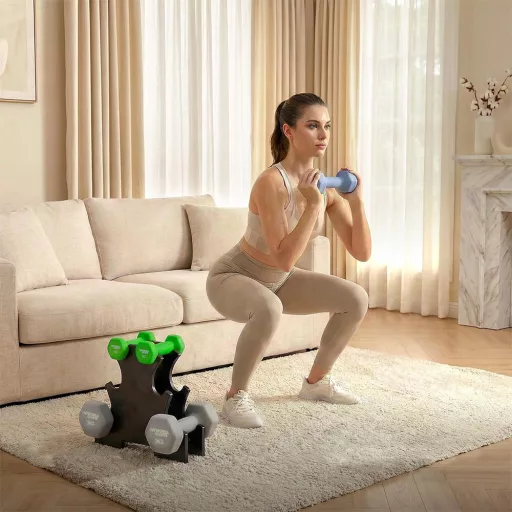 6db-os súlyzókészlet állvánnyal