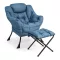 Relax fotel lábtartóval, kék