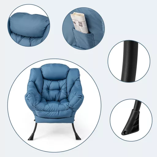 Relax fotel lábtartóval, kék