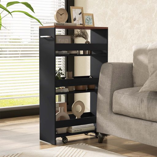 4 szintes zsúrkocsi, fekete