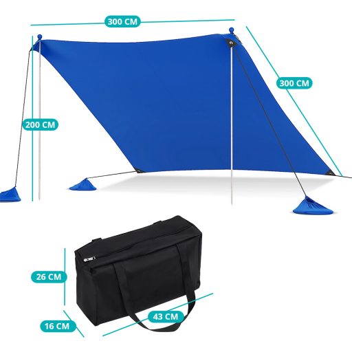 Hordozható napvédő 4db homokzsákkal 3x3x2m UV50+