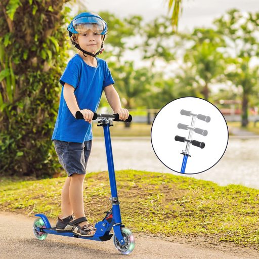 Összecsukható alumínium LED világító kerekű gyermek roller kék