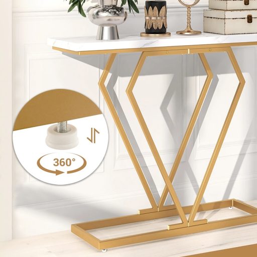 Gyémánt alakú asztal, műmárvány lappal