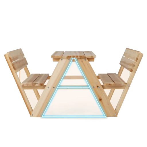 Gyerek piknikasztal, natúr