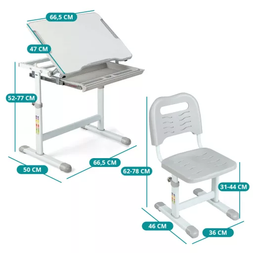 Gyerek íróasztal székkel állítható magassággal