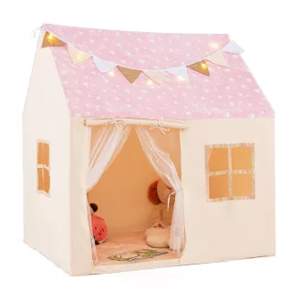 Gyermek játszóház fényfüzérrel, rózsaszín
