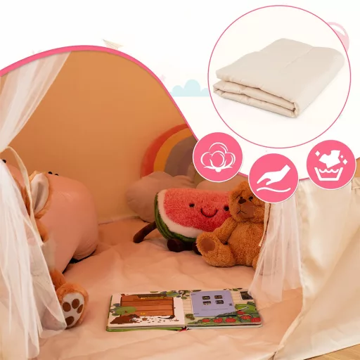 Gyermek játszóház fényfüzérrel, rózsaszín