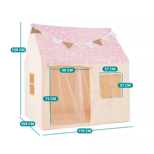 Gyermek játszóház fényfüzérrel, rózsaszín