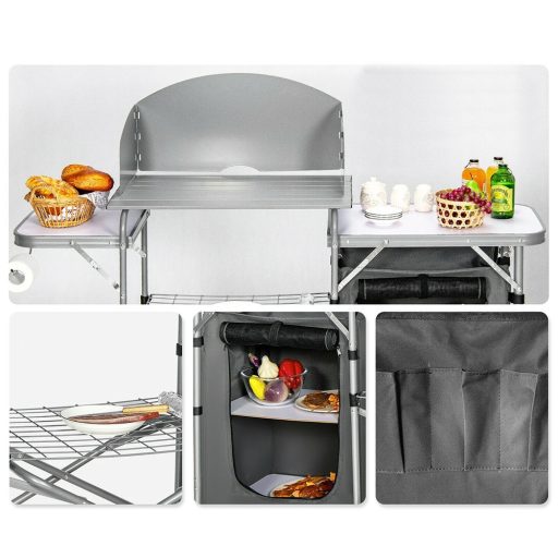 Összecsukható kempingasztal tárolóval