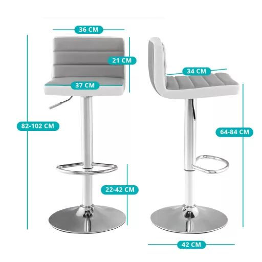 2 db-os állítható, forgó bárszék, szürke