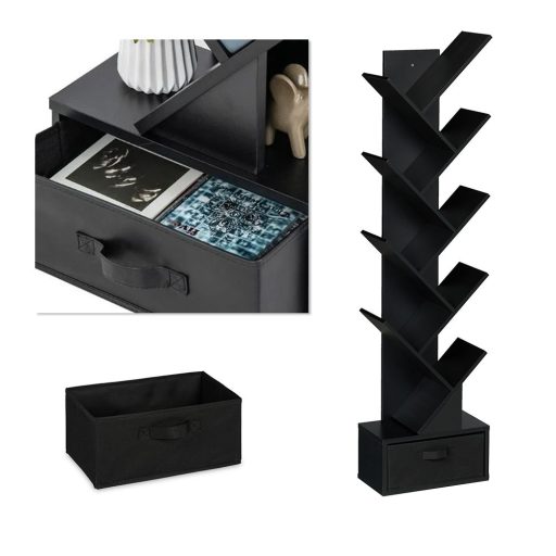 10 szintes könyvespolc, fekete