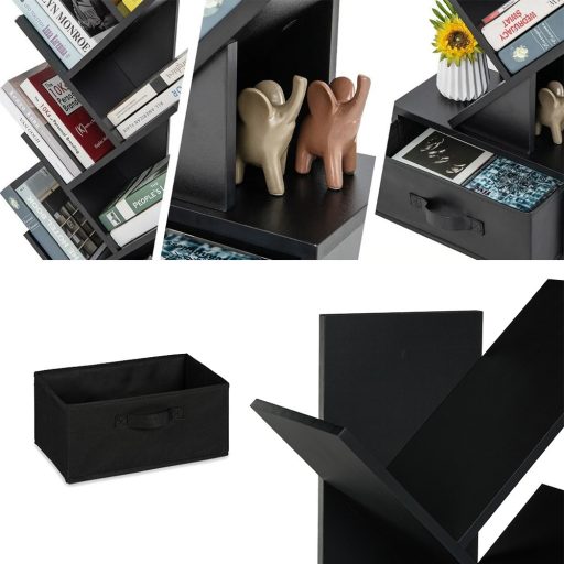 10 szintes könyvespolc, fekete