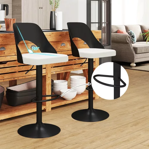 Modern bárszék 2db, fekete-fehér