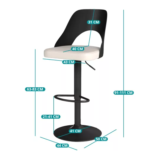 Modern bárszék 2db, fekete-fehér