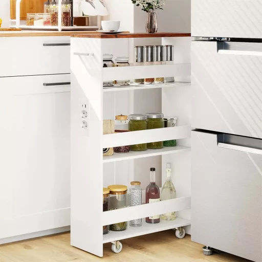 4 szintes tárolókocsi töltőállomással