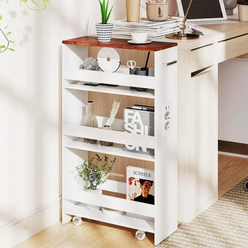 4 szintes tárolókocsi töltőállomással