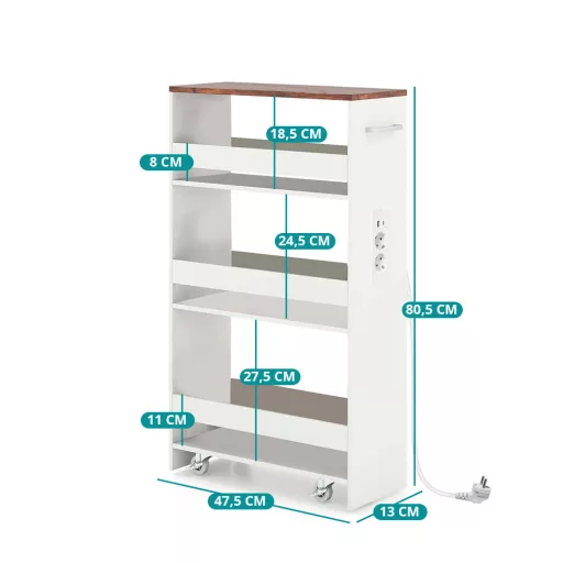 4 szintes tárolókocsi töltőállomással