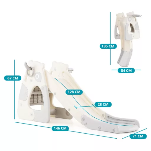 Összecsukható csúszda kosárpalánkkal, gyűrűdobálóval