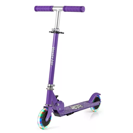 Összecsukható alumínium LED világító kerekű gyermek roller, lila