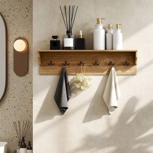 6 akasztós falipolc, natúr