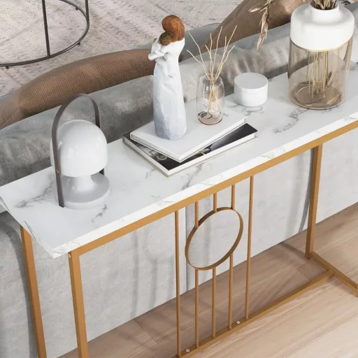 Modern előszobaasztal műmárvány lappal