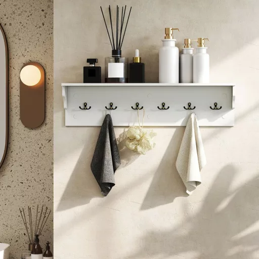 6 akasztós falipolc, fehér