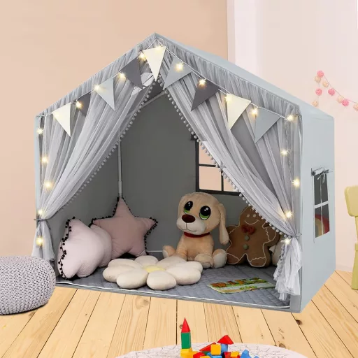 Játszósátor csillagfényekkel, szürke